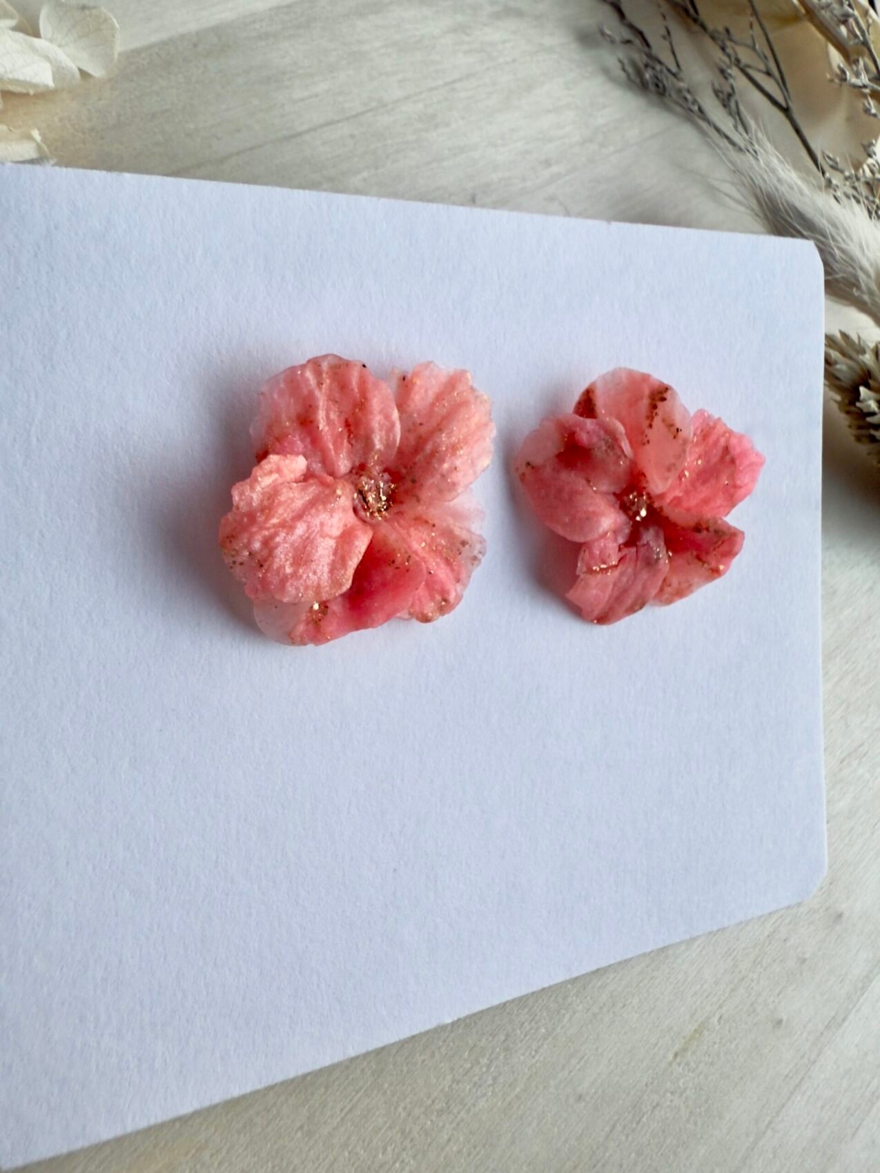 Kolczyki Kwiat średni - brzoskwiniowe - obrazek 2