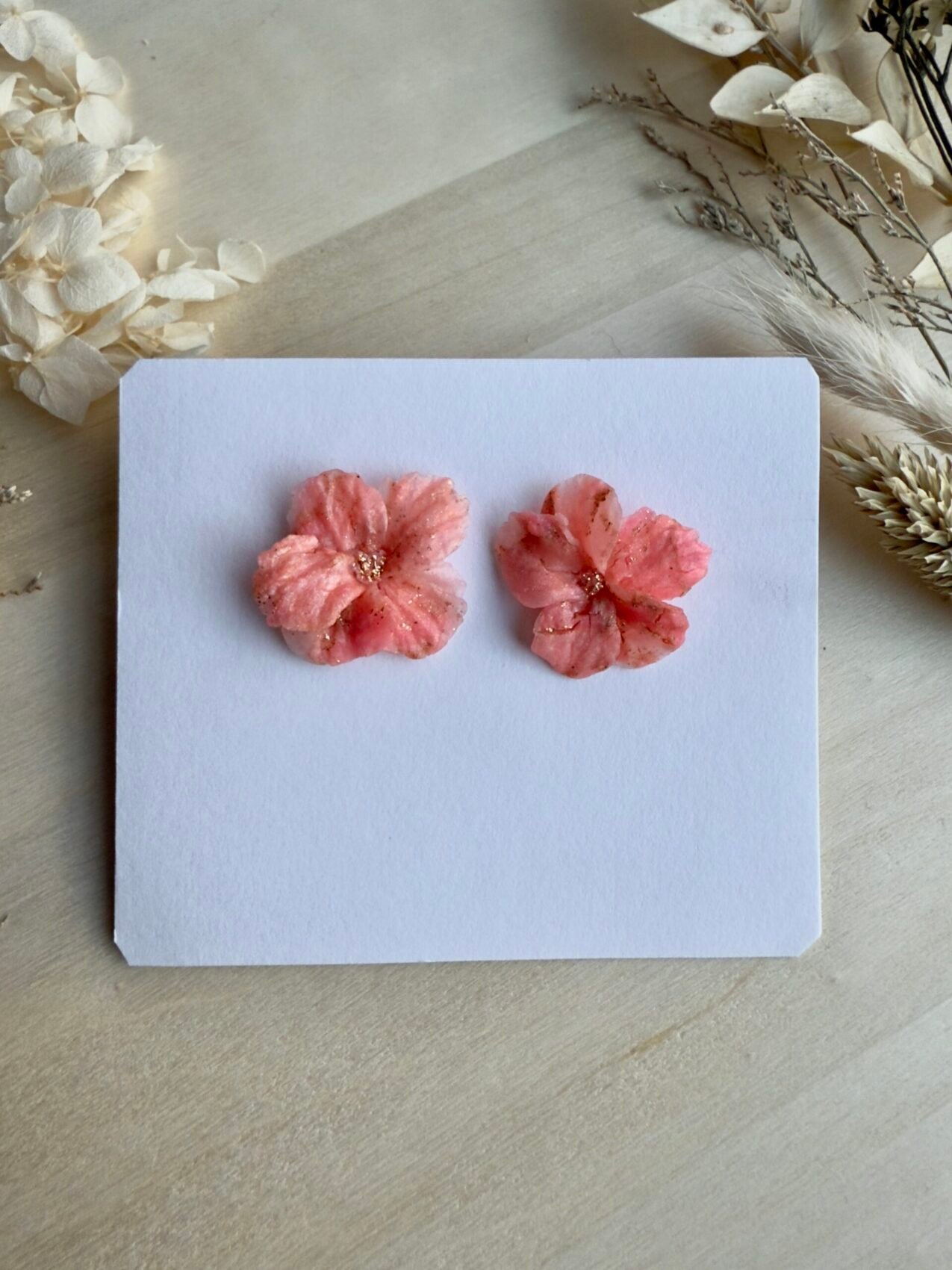 Kolczyki Kwiat średni - brzoskwiniowe