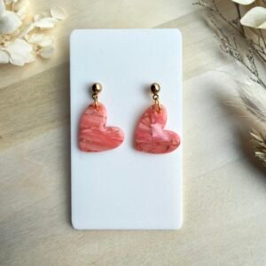 Kolczyki Serca wiszące - brzoskwiniowe