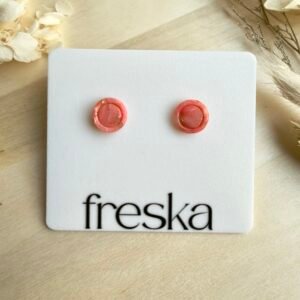 Kolczyki Kółka z ramką marmurkowe - brzoskwiniowe