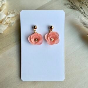 Kolczyki Kwiaty wiszące - brzoskwiniowe