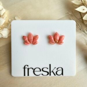 Kolczyki Lotos marmurkowe - brzoskwiniowe