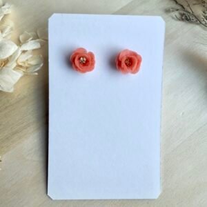 Kolczyki Kwiaty sztyfty - brzoskwiniowe