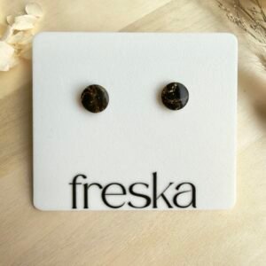 Kolczyki Kółka - czarno-złote marmurki