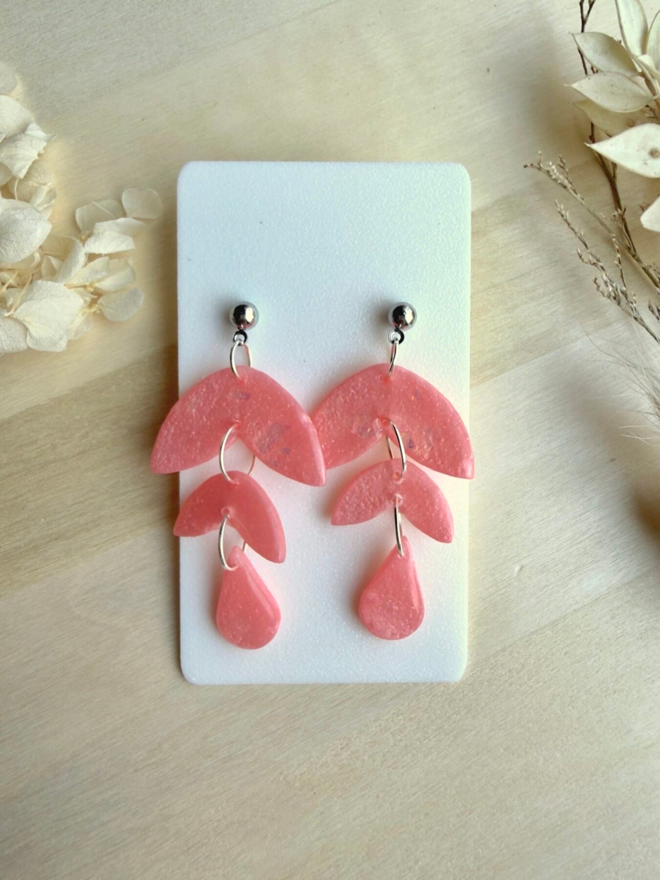 Kolczyki Pink Opal 3 elementy - JEDYNY EGZEMPLARZ