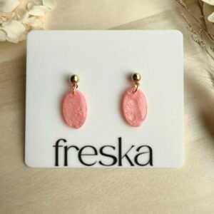 Kolczyki Owal - opalizujące różowe LIMITOWANE