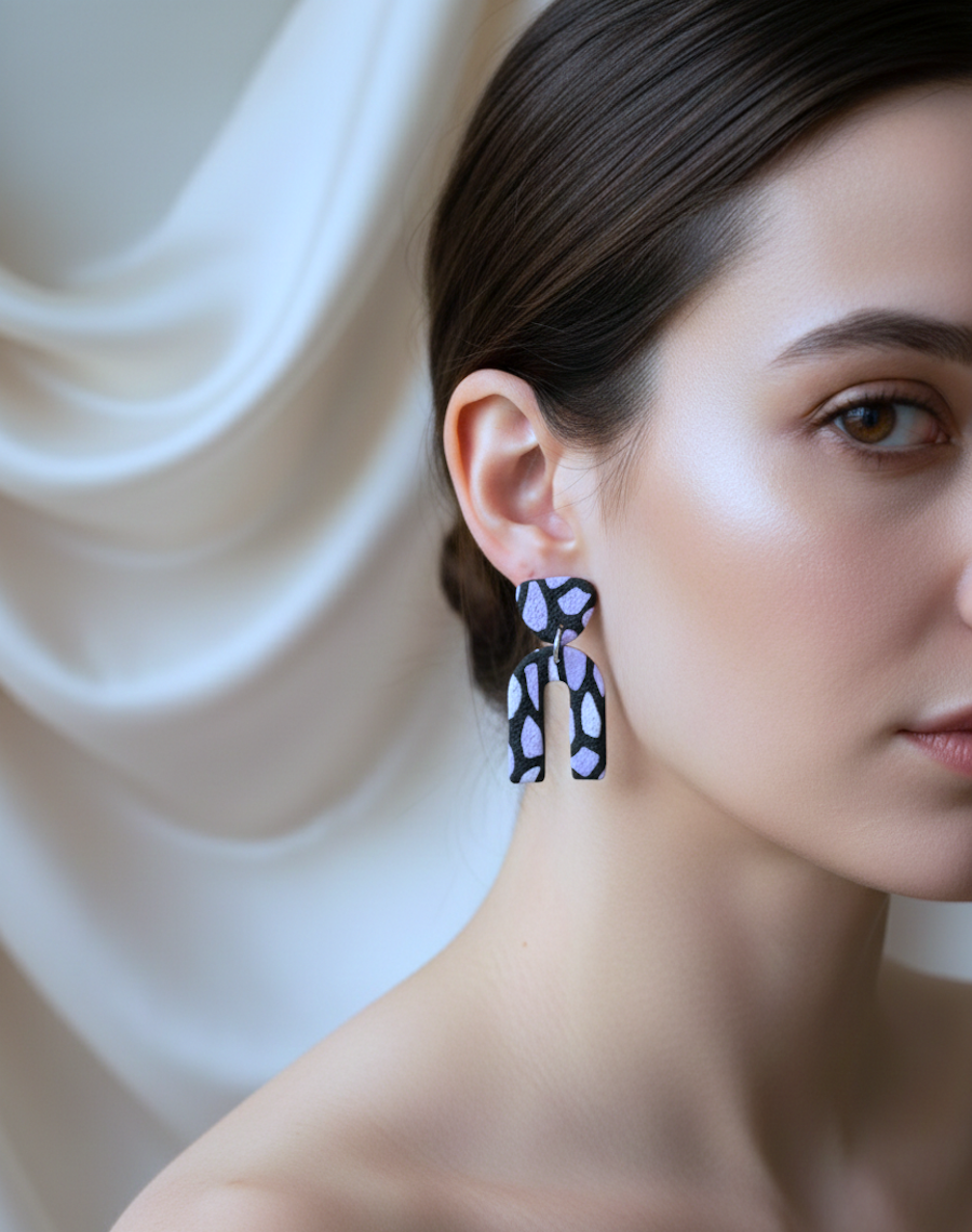 Kolczyki Spots łuki - fioletowe - obrazek 4