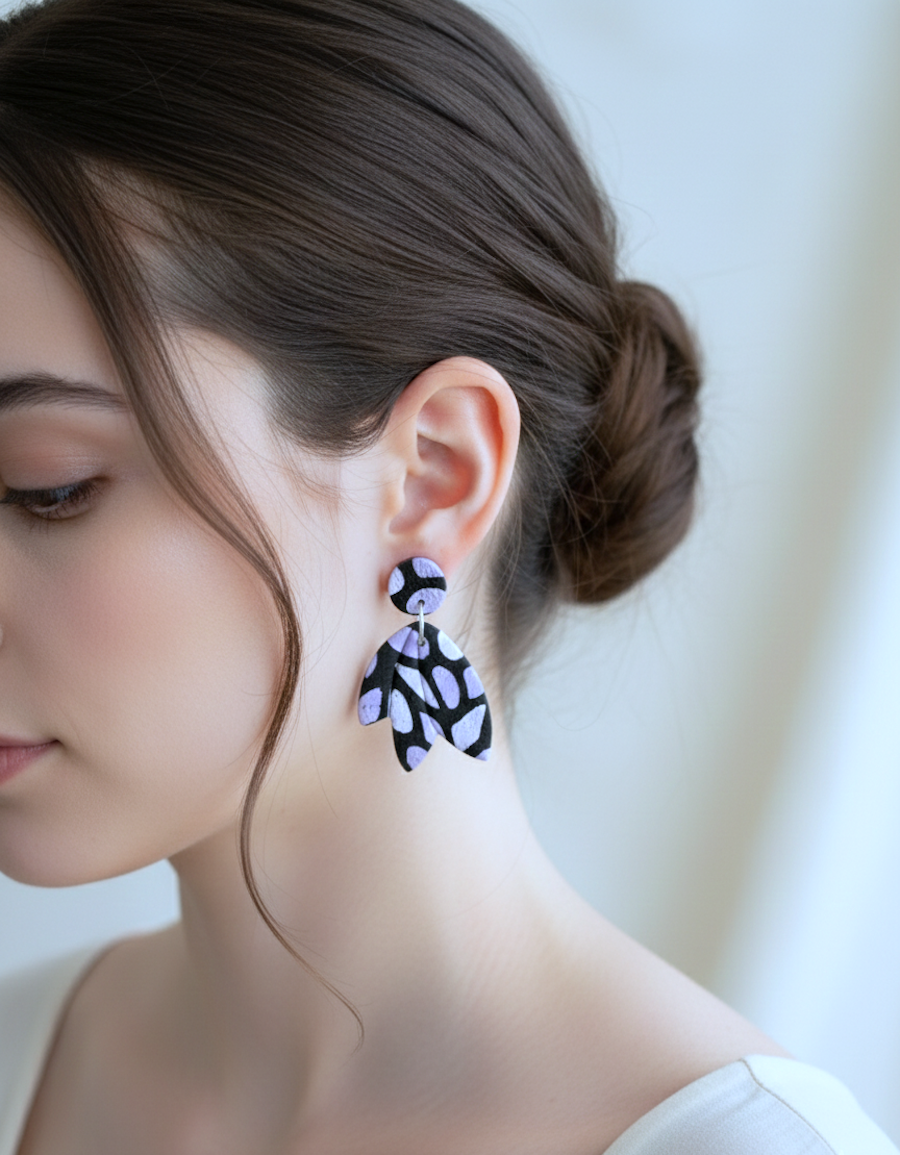 Kolczyki Spots motyle skrzydła - fioletowe - obrazek 4