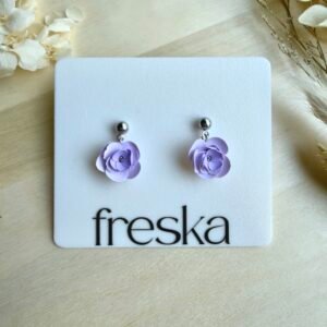 Kolczyki Kwiaty ręcznie formowane - fioletowe