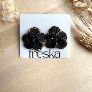 Kolczyki Kwiaty duże - czarno-złote