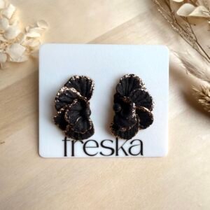 Kolczyki Półkwiaty - czarno-złote