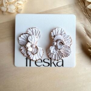 Kolczyki Półkwiaty - kremowo-złote