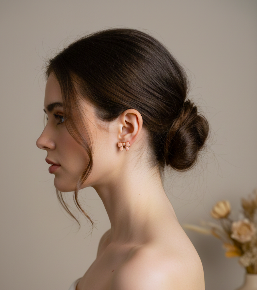 Kolczyki Kokardki matowe ze złotem - różne kolory - obrazek 6