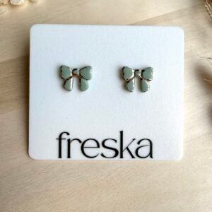 Kolczyki Kokardki matowe ze złotem - różne kolory