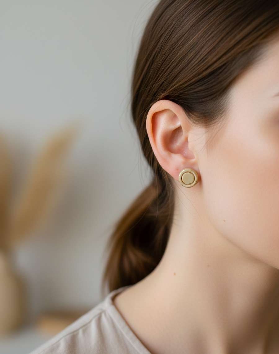 Kolczyki Kółka z ramką ze złotem - różne kolory - obrazek 4