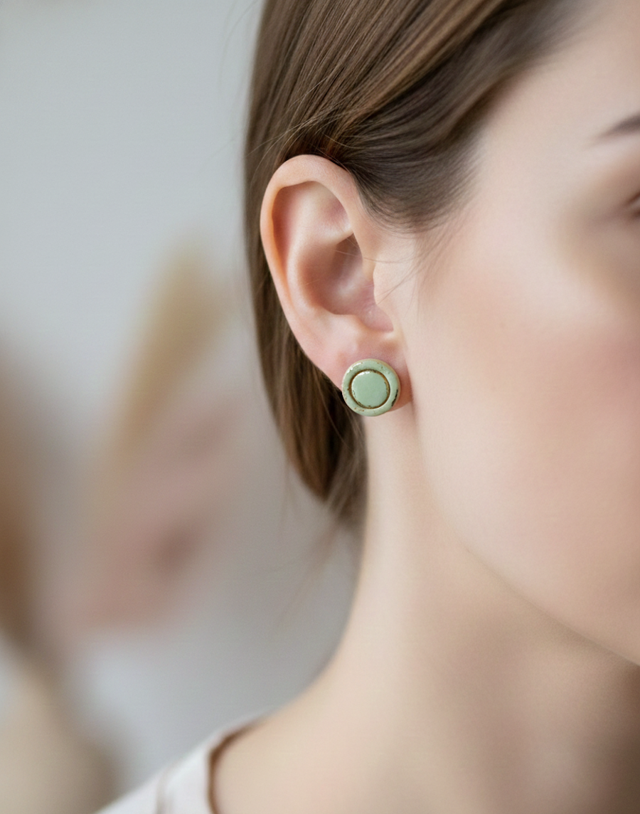 Kolczyki Kółka z ramką ze złotem - różne kolory - obrazek 8