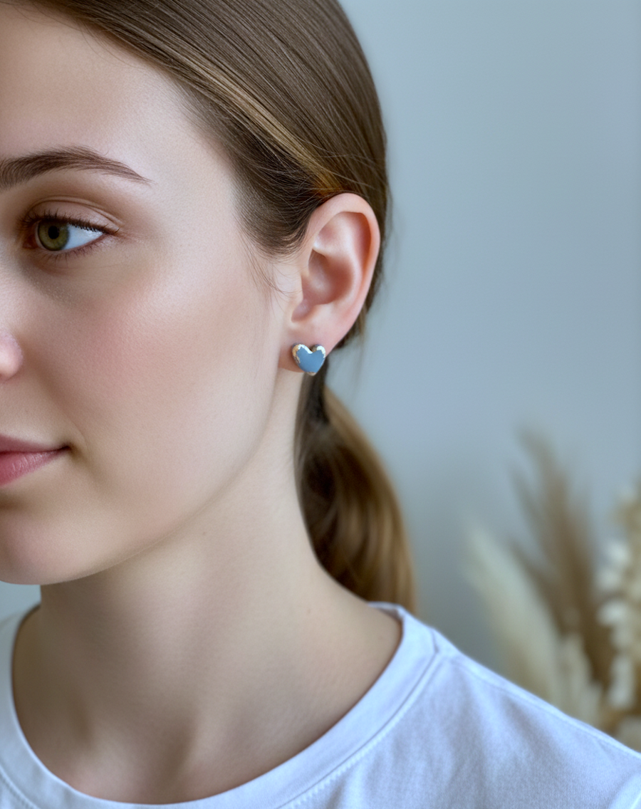 Kolczyki Serduszka ze złotem - różne kolory - obrazek 7