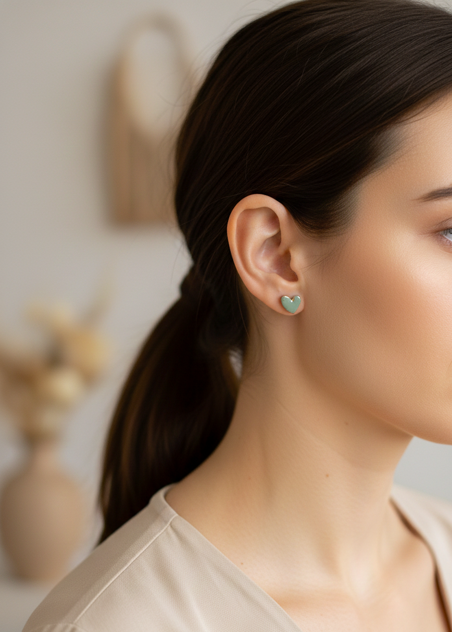 Kolczyki Serduszka ze złotem - różne kolory - obrazek 9