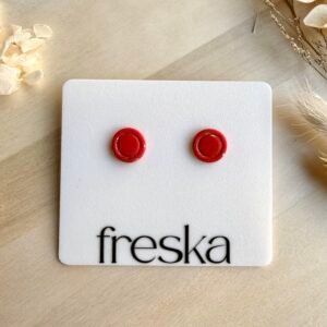 Kolczyki Kółka z ramką - czerwono-złote