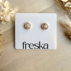 Kolczyki Kółka z ramką - piaskowo-złote