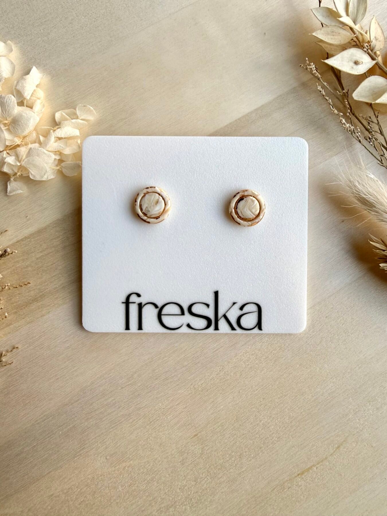 Kolczyki Kółka z ramką - piaskowo-złote