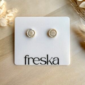 Kolczyki Kółka z ramką - piaskowo-srebrne