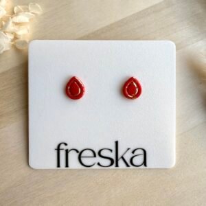 Kolczyki Łezki z ramką - czerwono-złote