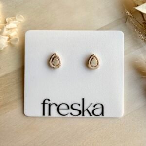 Kolczyki Łezki z ramką - piaskowo-złote