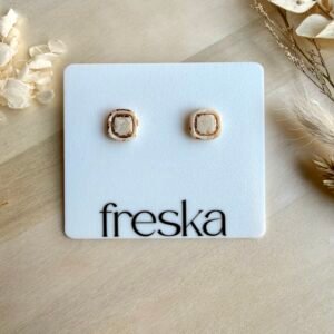 Kolczyki Kwadraty z ramką - piaskowo-złote