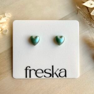 Kolczyki Serca 3D - zielona syrenka