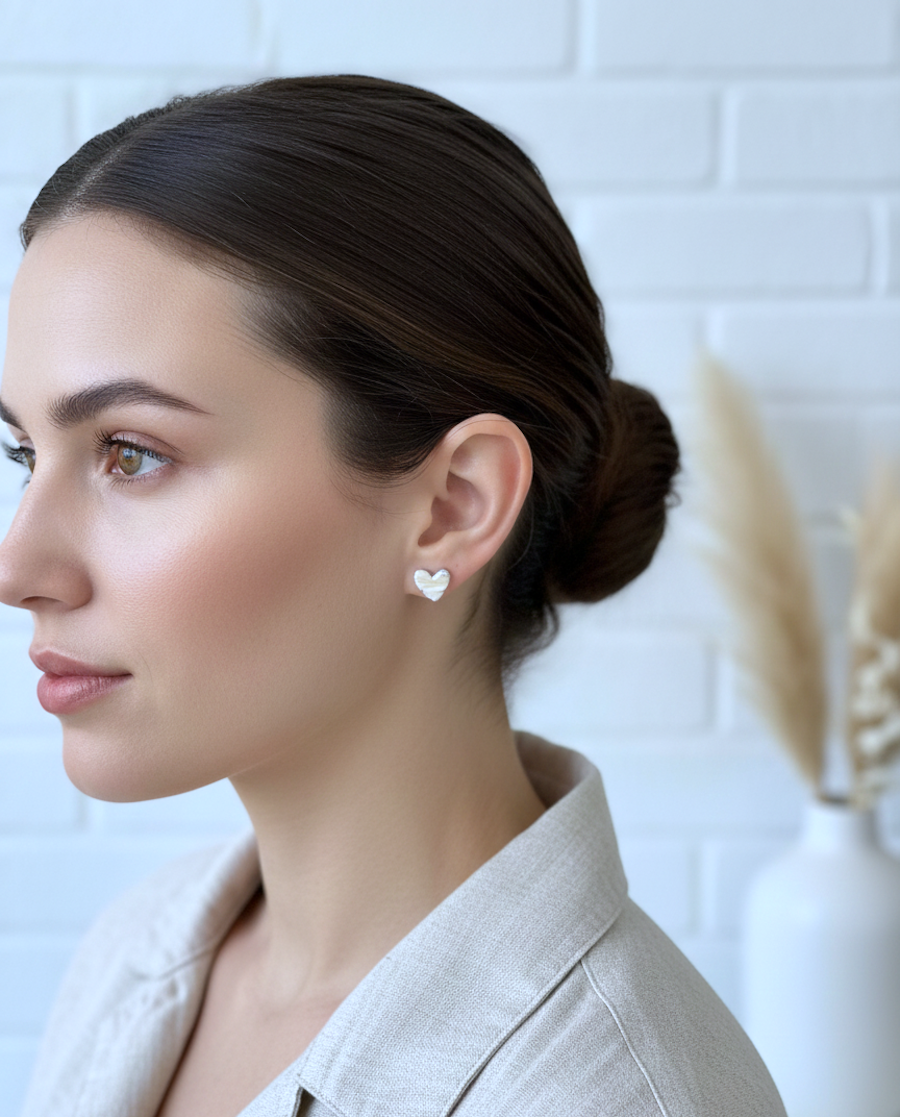 Kolczyki Serduszka piaskowo-srebrne - obrazek 3