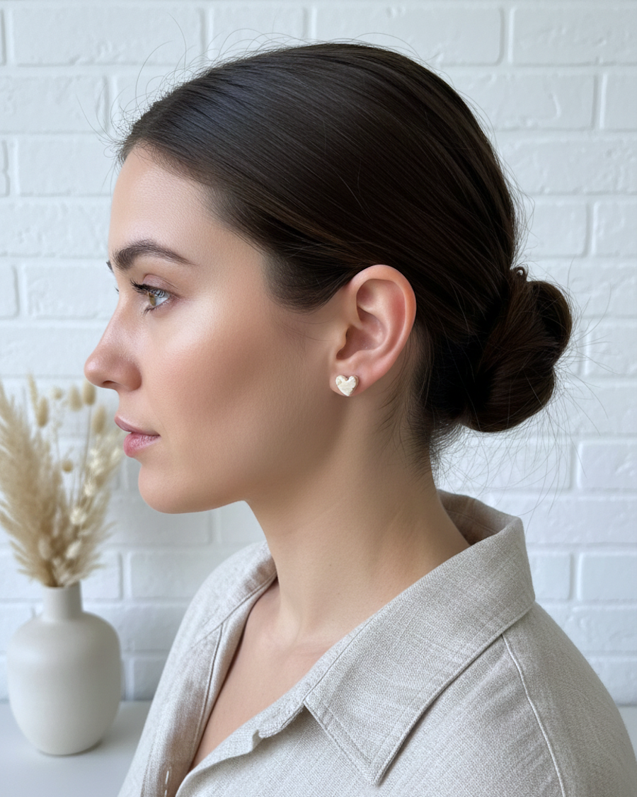 Kolczyki Serduszka piaskowo-złote - obrazek 3