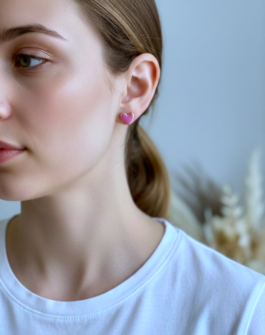 Kolczyki Serduszka różowo-złote - obrazek 3