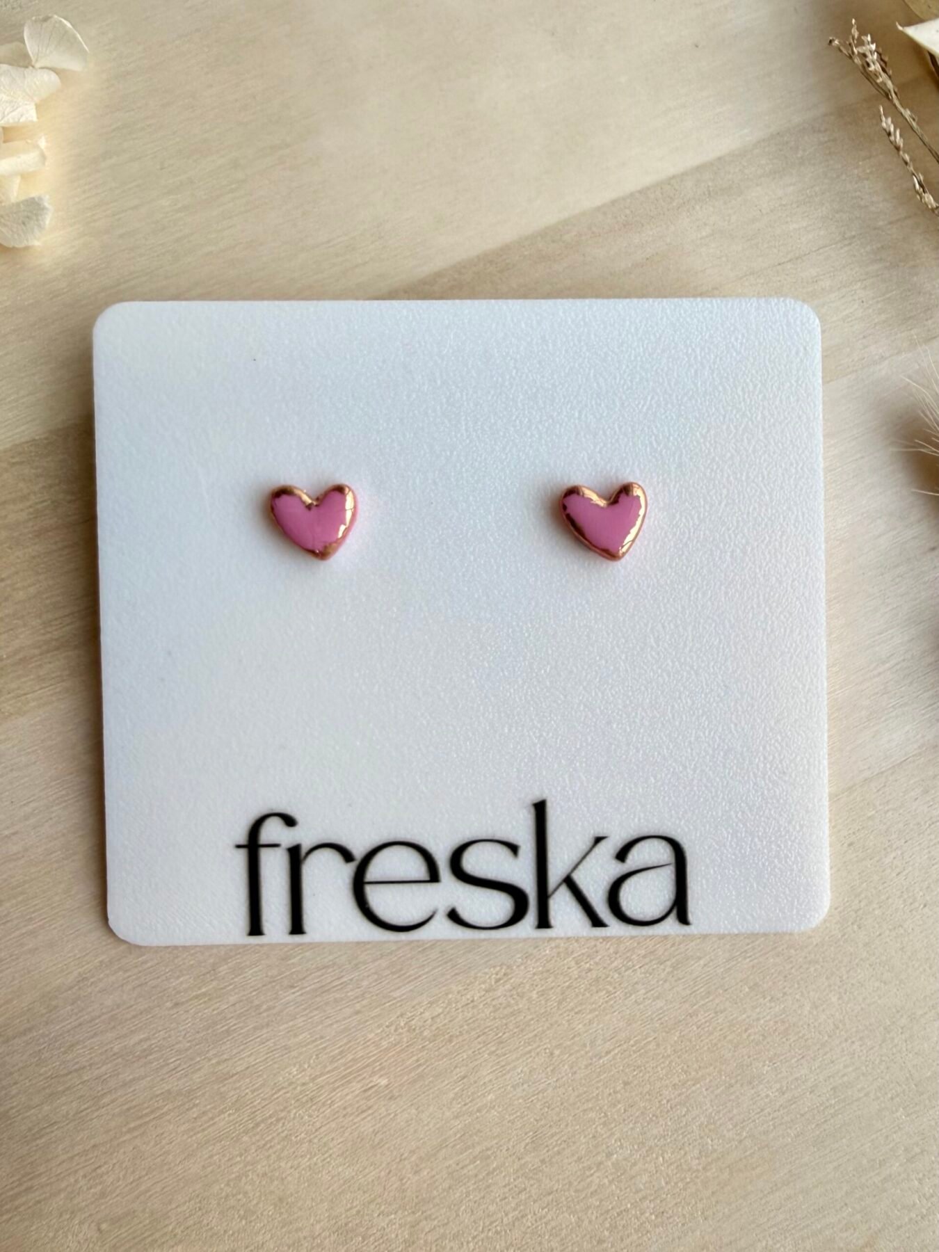 Kolczyki Serduszka różowo-złote