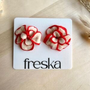 Kolczyki Flamenco kwiaty czerwono-białe