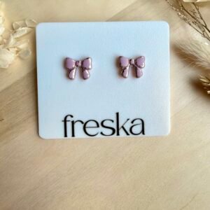 Kolczyki Kokardki ze srebrem - brudny róż