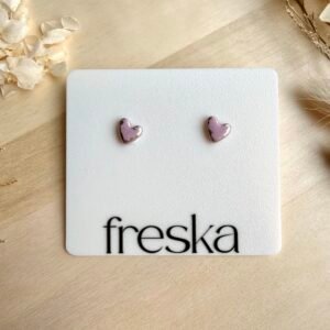 Kolczyki Serduszka matowe ze srebrem - brudny róż