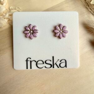 Kolczyki Stokrotki - brudny róż ze srebrem