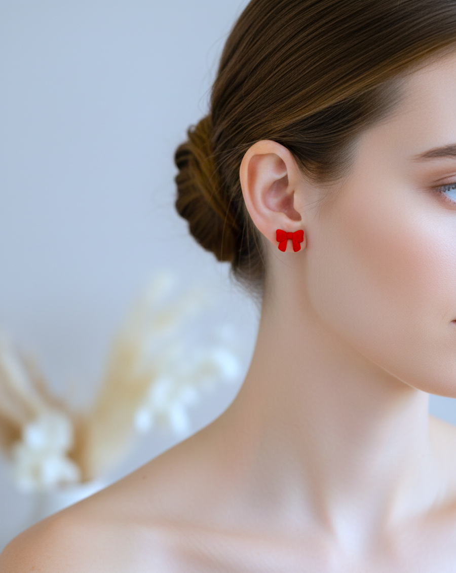 Kolczyki Kokardki czerwone - obrazek 3