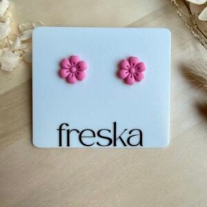 Kolczyki Kwiatki 6-płatkowe wiosenny róż