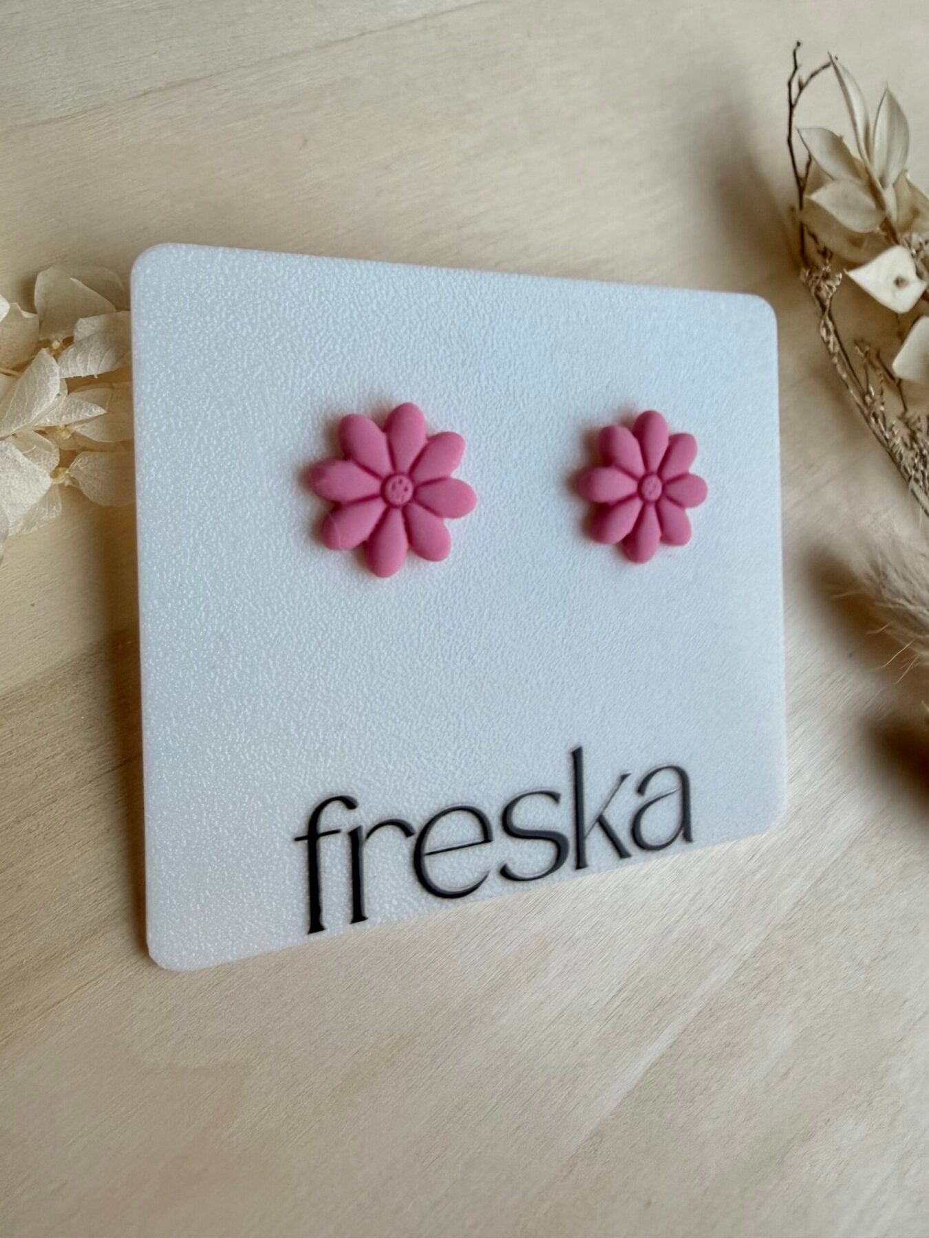 Kolczyki Stokrotki wiosenny róż - obrazek 2