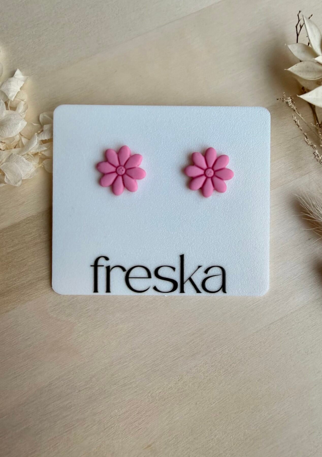 Kolczyki Stokrotki wiosenny róż