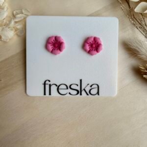 Kolczyki Kwiatki 5-płatkowe cieniowane wiosenny róż