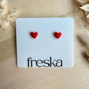 Kolczyki Serduszka 3D - czerwone