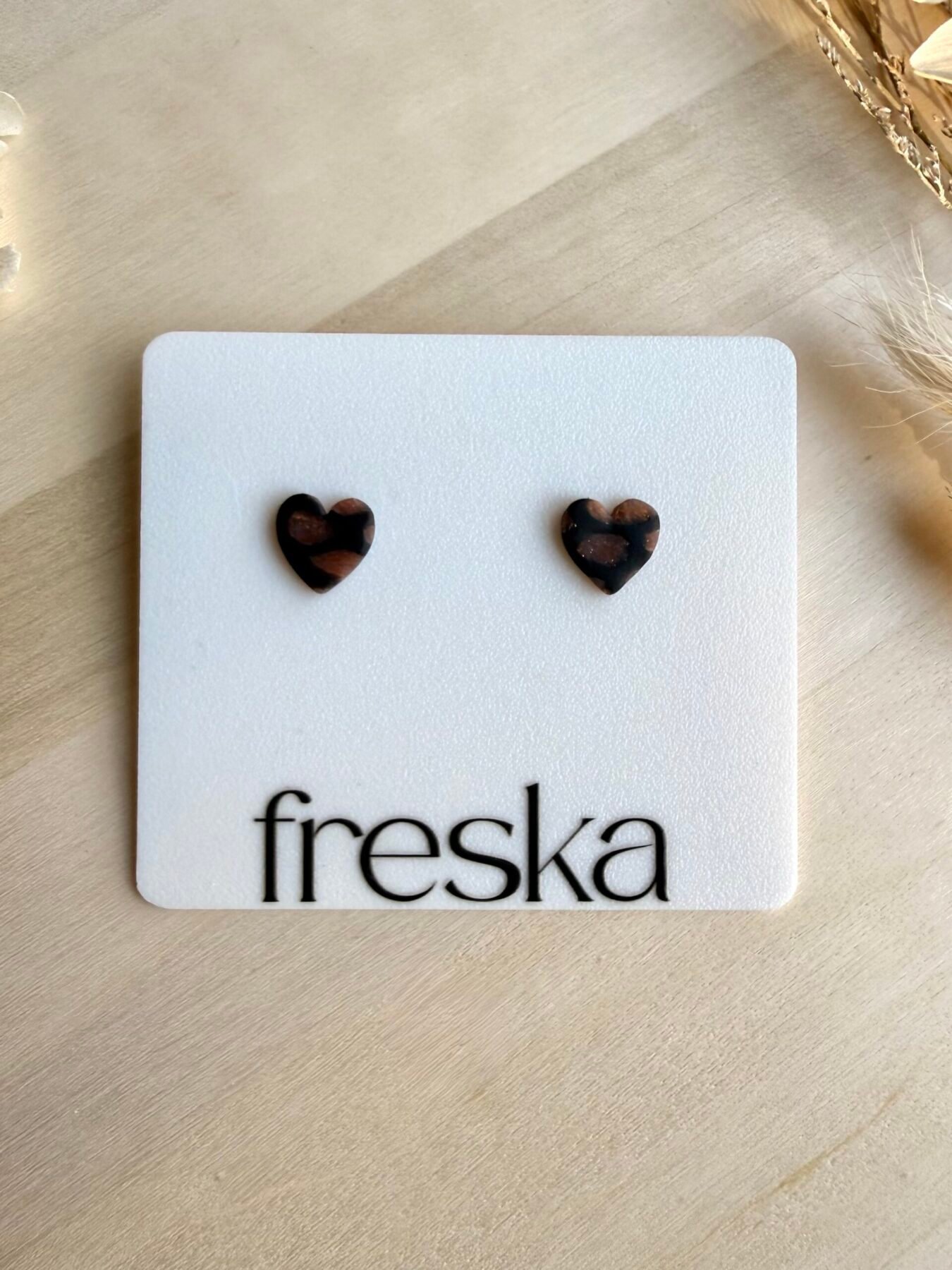 Kolczyki Serca - panterka ze złotem