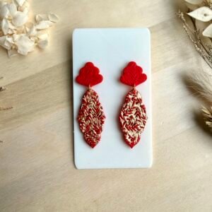Kolczyki Ornament roślinny - czerwono-złote