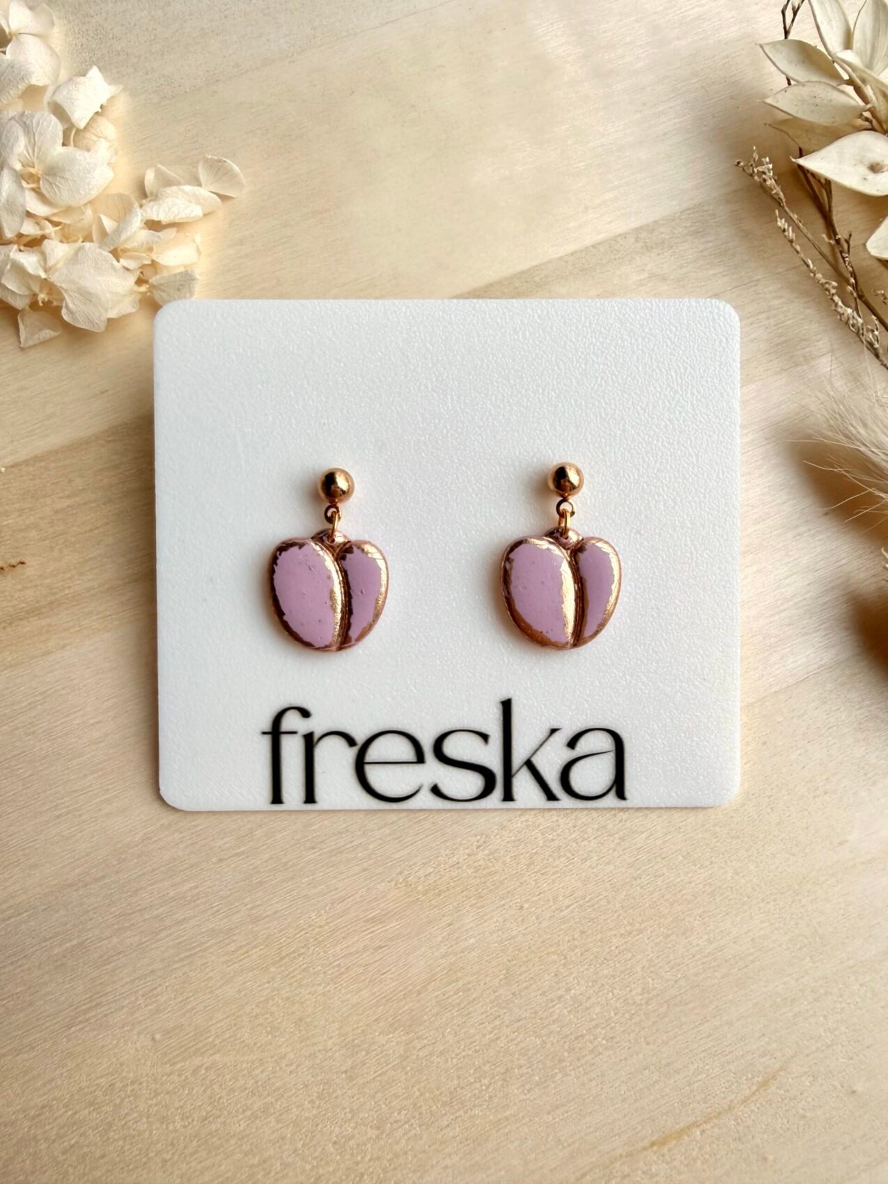 Kolczyki Tulipany brudny róż ze srebrem