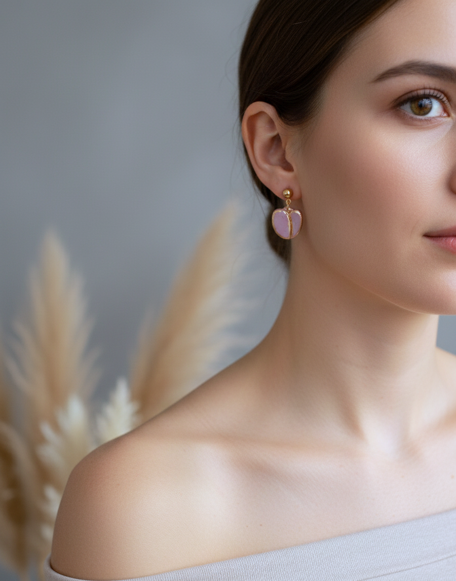 Kolczyki Tulipany brudny róż ze srebrem - obrazek 2