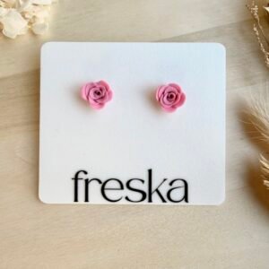 Kolczyki Różyczki - różowe