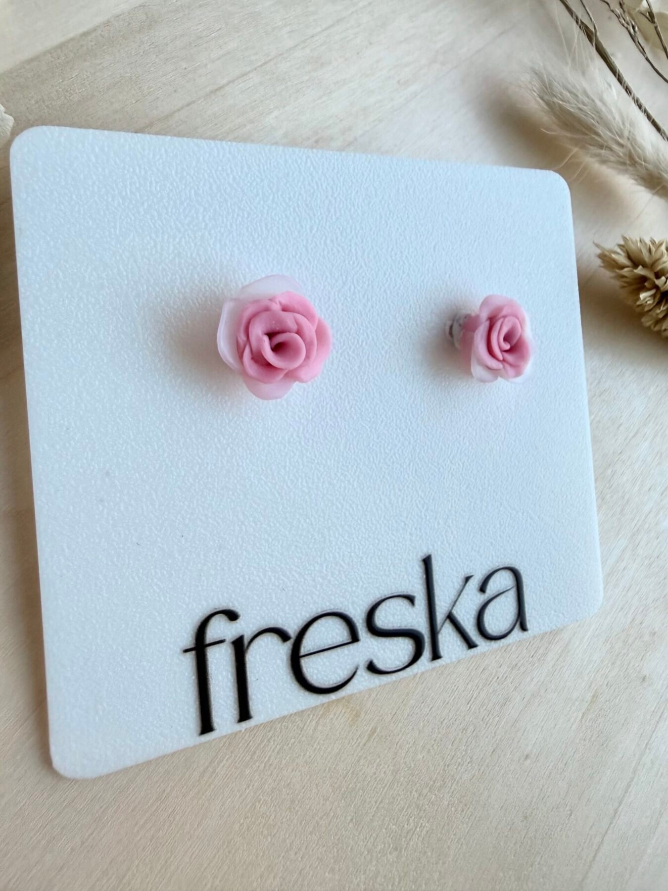 Kolczyki Różyczki - różowo-białe - obrazek 2